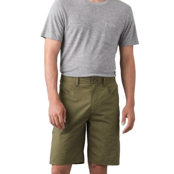 PrAna Men's Double Peak Shorts 34 Ripstop 8" Cargo Green Hiking Outdoors NEW - Picture 1 of 9